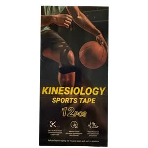 Kinesiology Sports Tape, Professional Knee Support, 12 Pack Pre-Cut, Latex Free